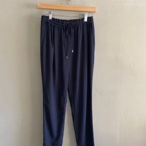 ZARA BASICS Flowy Navy Blue Polyester Elastic Waist Joggers Trousers Relaxed XS